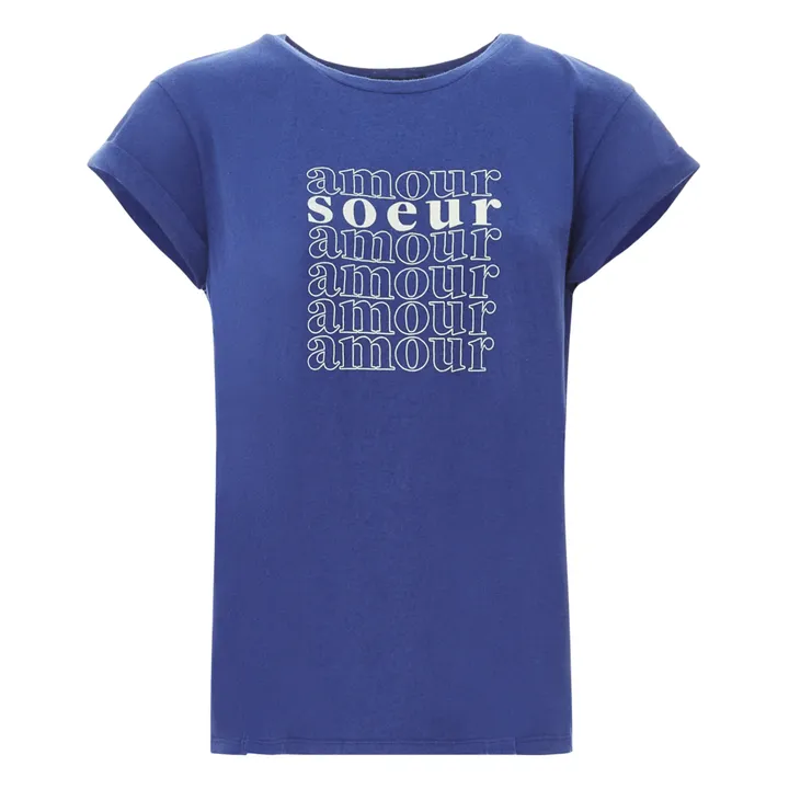 Camiseta de algodón y lino Valentin | Azul Eléctrico- Imagen del producto n°0