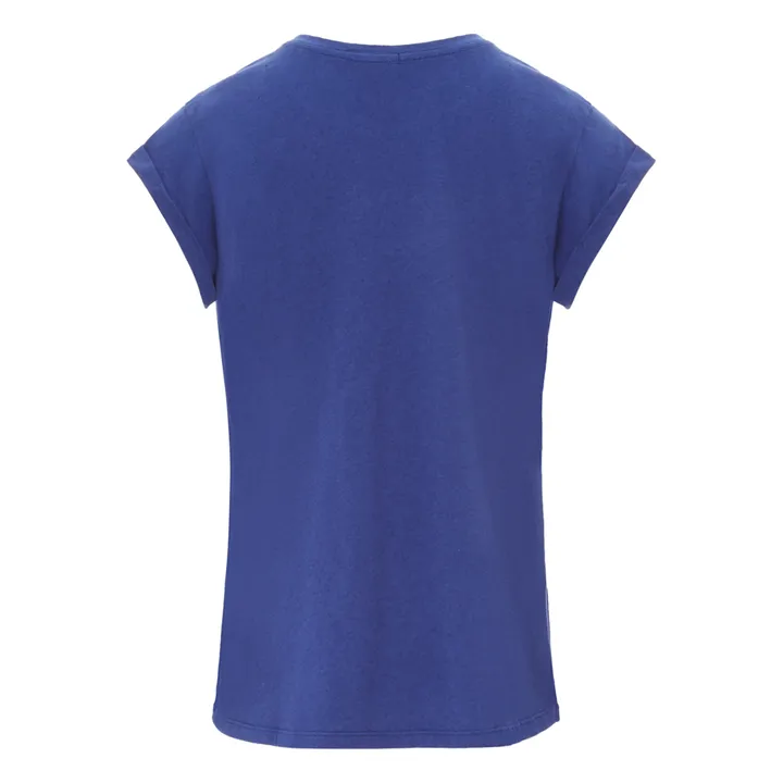 Camiseta de algodón y lino Valentin | Azul Eléctrico- Imagen del producto n°2