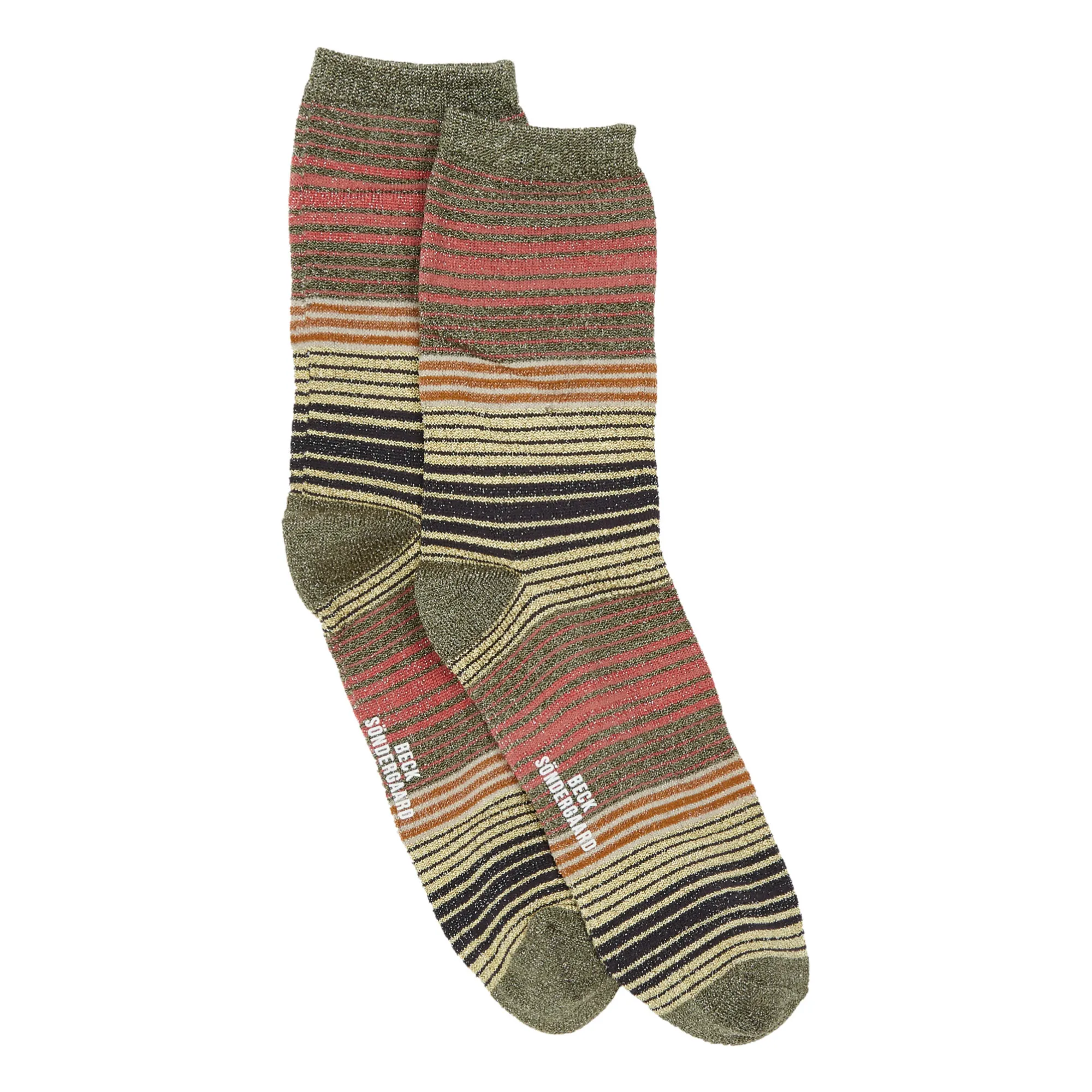 Calcetines rayas finas Inma | Verde oliva- Imagen del producto n°0