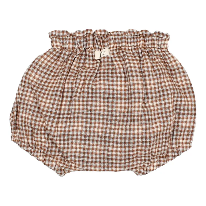 Organic Cotton Muslin Vichy Bloomers | Camel- Product image n°2