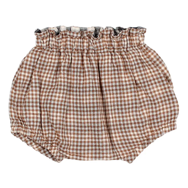 Organic Cotton Muslin Vichy Bloomers | Camel- Product image n°3