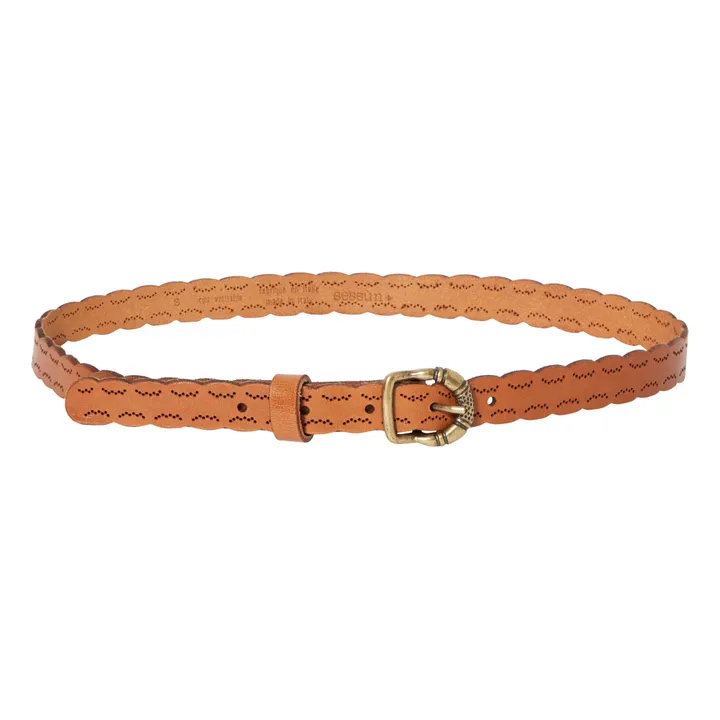 Chumimi Perforated Vegetable Tanned Leather Belt | Camel- Product image n°0