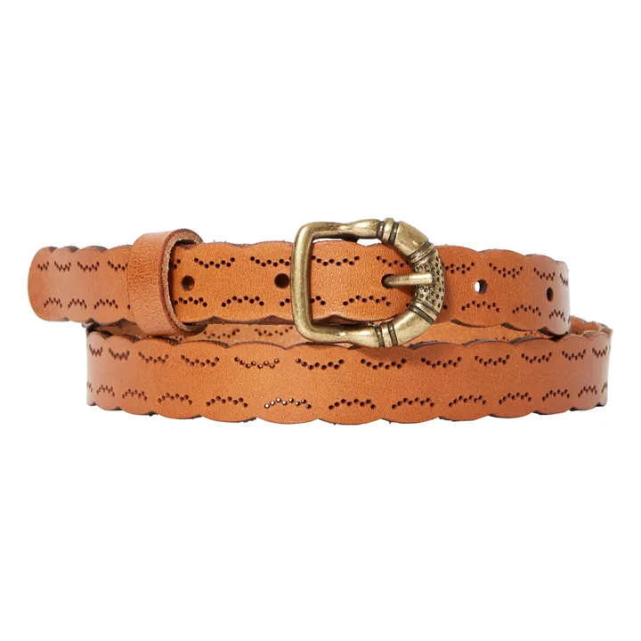Chumimi Perforated Vegetable Tanned Leather Belt | Camel- Product image n°2