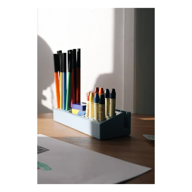 Ash Wood Pencil Holder | Light blue