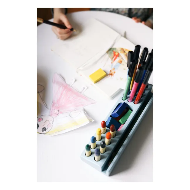 Ash Wood Pencil Holder | Light blue