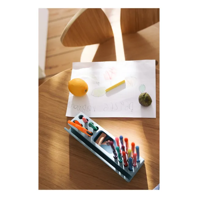 Ash Wood Pencil Holder | Light blue