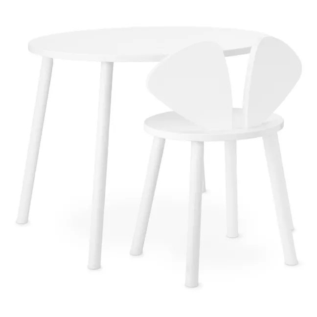 Oak School Table and Mouse Chair | White