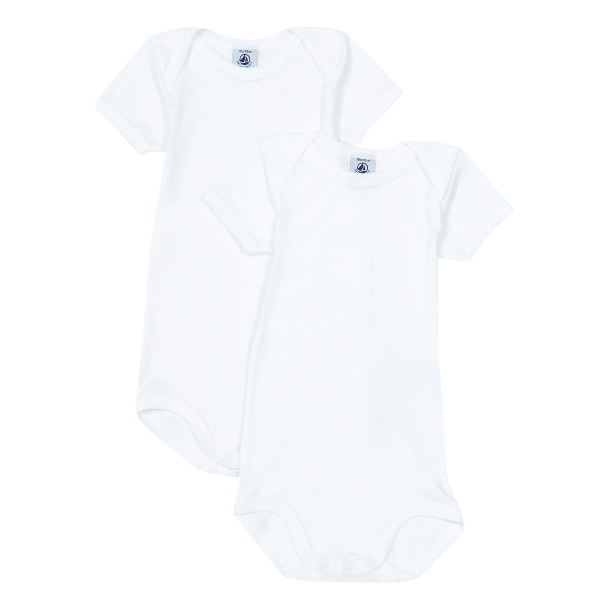 Petit Bateau Unisex White Set Of 2 Organic Cotton Babygrows