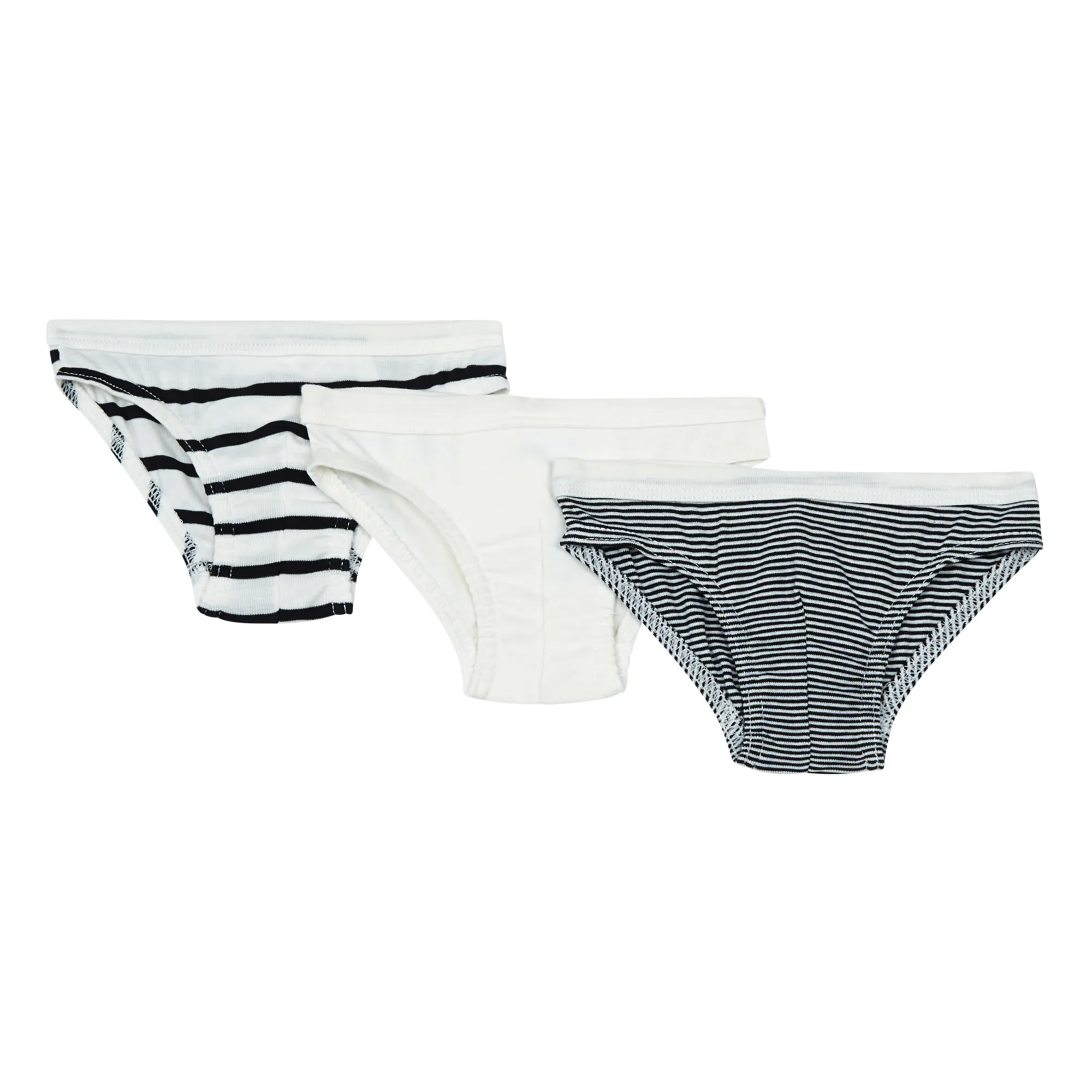 Petit Bateau Blue Set Of 3 Organic Cotton Striped Briefs