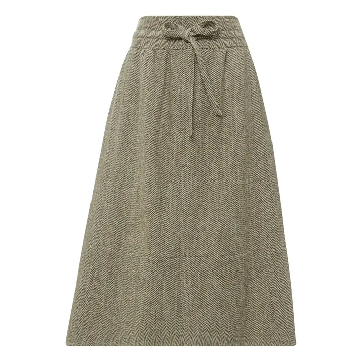 Falda de lana de diseño de espiga Toast | Marrón- Imagen del producto n°0