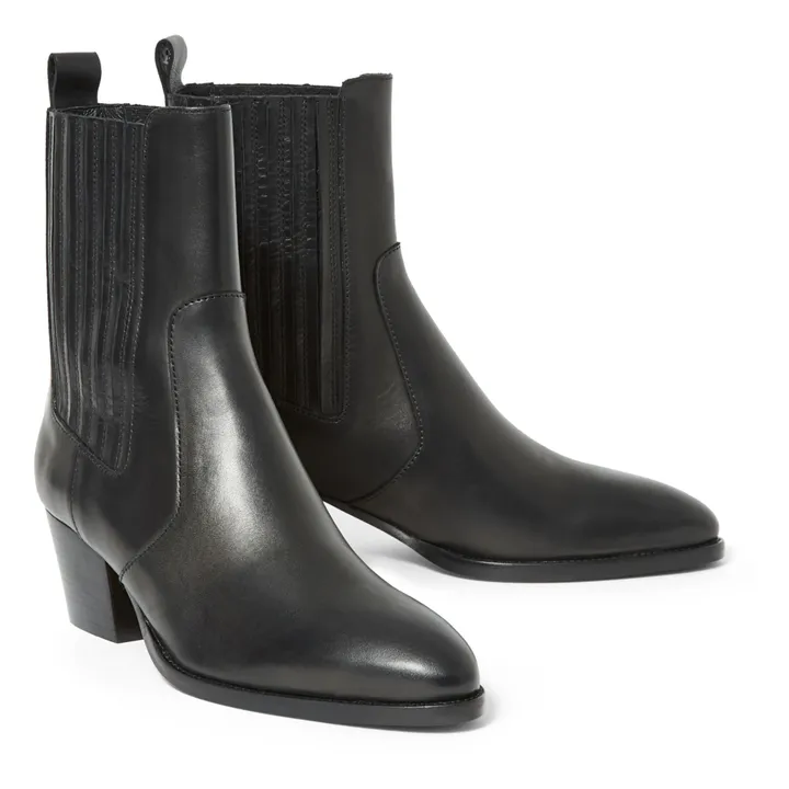Mania Vegetable Tanned Leather Boots  | Black- Product image n°1