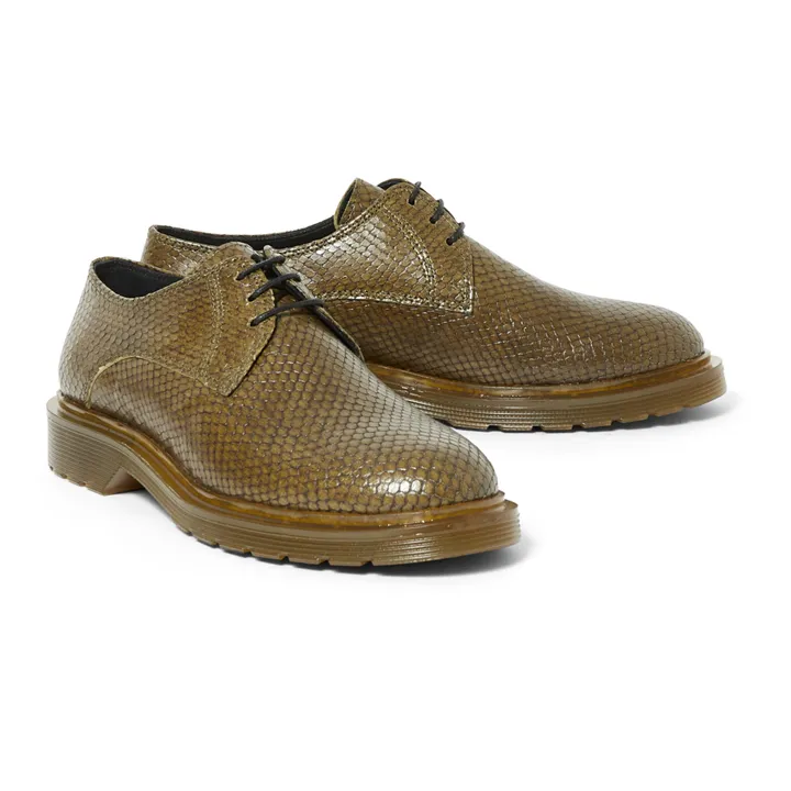 Titi Snake Print Leather Derby Shoes | Khaki- Product image n°1