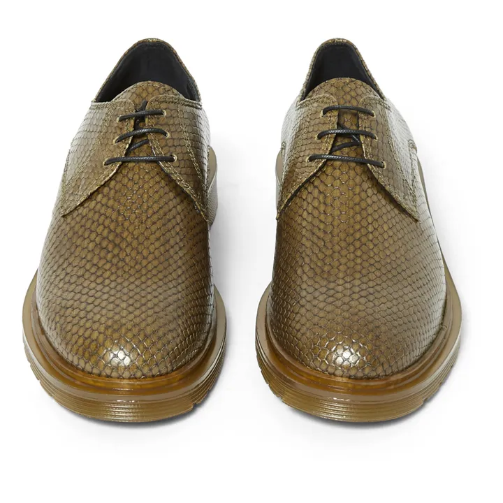 Titi Snake Print Leather Derby Shoes | Khaki- Product image n°3
