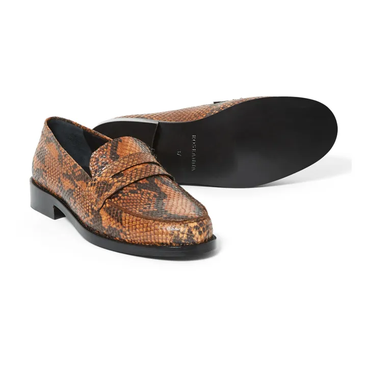 Roseanna Snake Print Leather Loafers Camel Smallable - Main Image