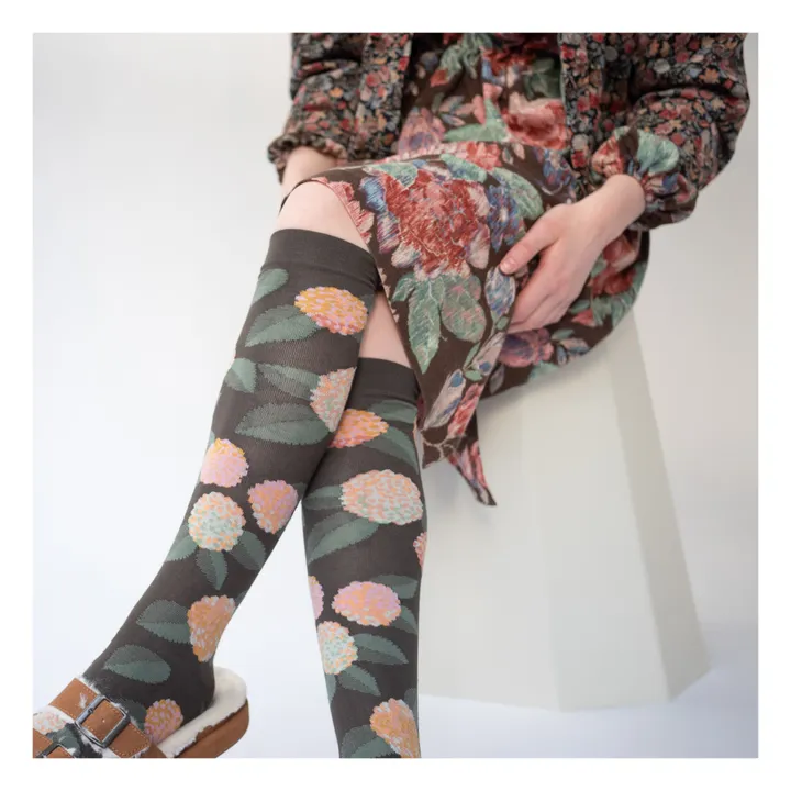 Hydrangea Knee-Highs | Brown- Product image n°2