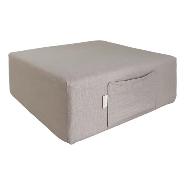 BABA Washed Linen Pouf | Pale Pink