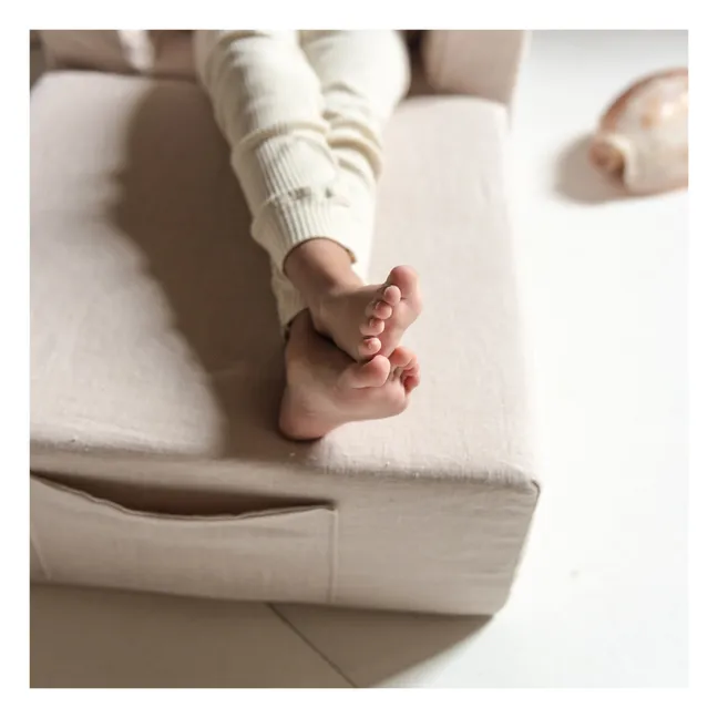 BABA Washed Linen Pouf | Pale Pink