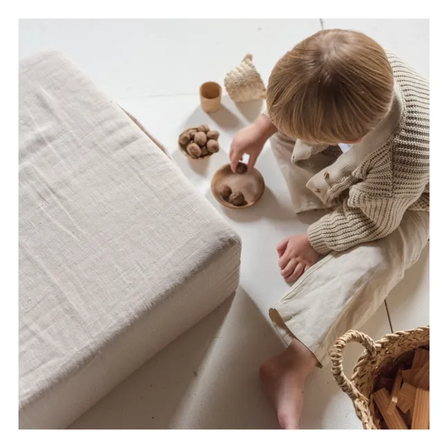 BABA Washed Linen Pouf | Pale Pink