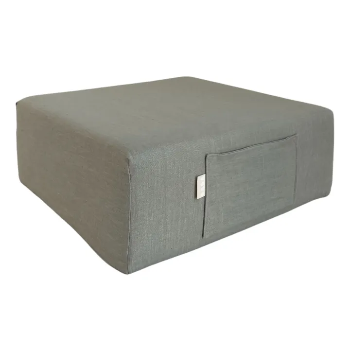 BABA Washed Linen Pouf | Verdigris- Product image n°1