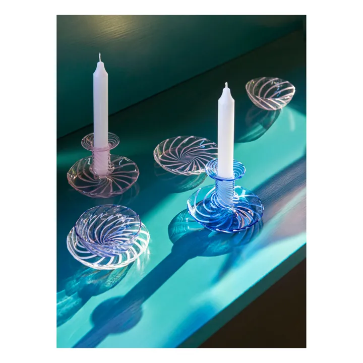 Candeliere, modello: Flare Stripe, in borosilicato | Azzurro fiordaliso- Immagine del prodotto n°1
