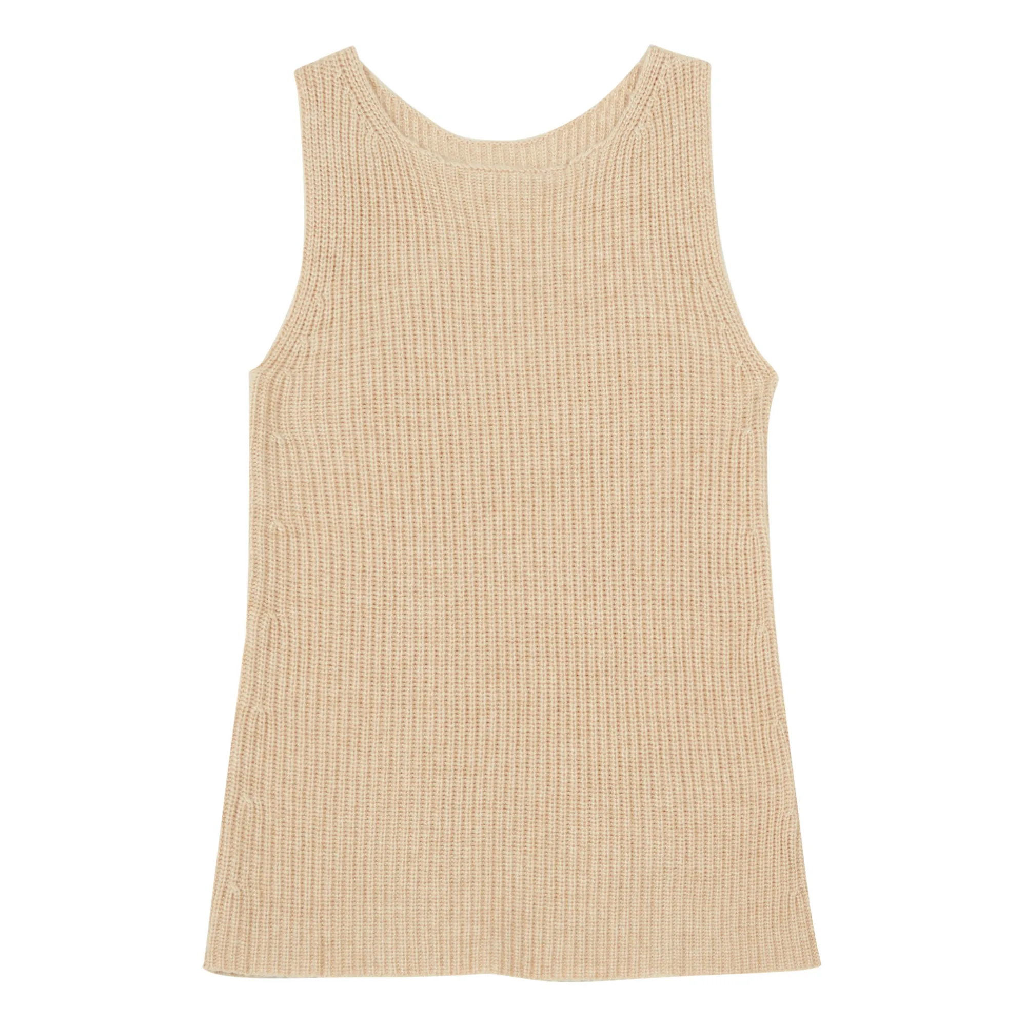 Longlivethequeen Ecru Wool And Cashmere Sleeveless Top
