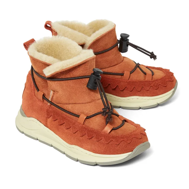 Fur-Lined High-Top Sneakers | Apricot- Product image n°1