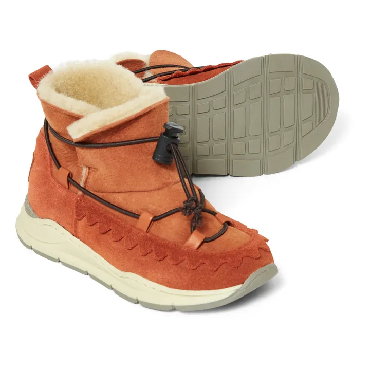 Fur-Lined High-Top Sneakers | Apricot- Product image n°2