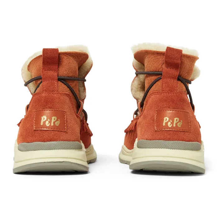 Fur-Lined High-Top Sneakers | Apricot- Product image n°4