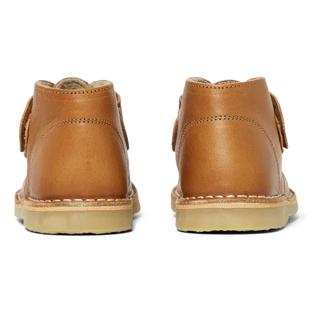 Scarpe da ginnastica alte, imbottite, con strap, modello: Desert | Cognac