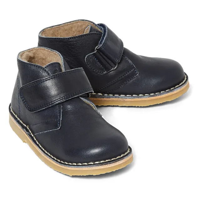 Scarpe da ginnastica alte, imbottite, con strap, modello: Desert | Blu marino