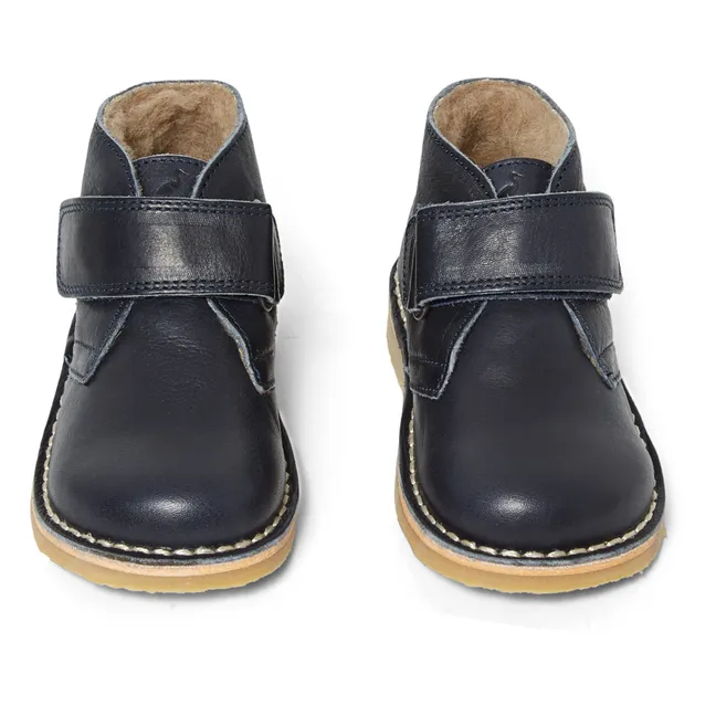 Scarpe da ginnastica alte, imbottite, con strap, modello: Desert | Blu marino