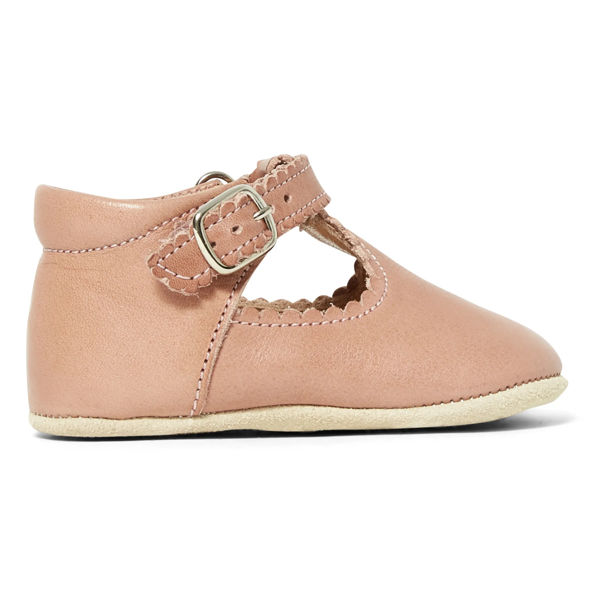 Petit Nord Dusty Pink Scalloped T-Bar Mary Janes