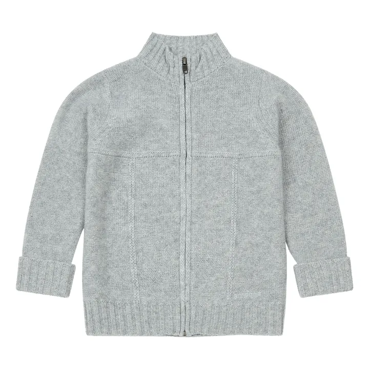 Zip-Up Cashmere Cardigan | Heather grey- Product image n°0