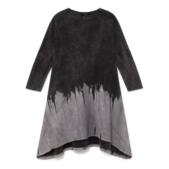 Vestido bicolor de muletón y algodón orgánico | Gris Oscuro- Imagen del producto n°0