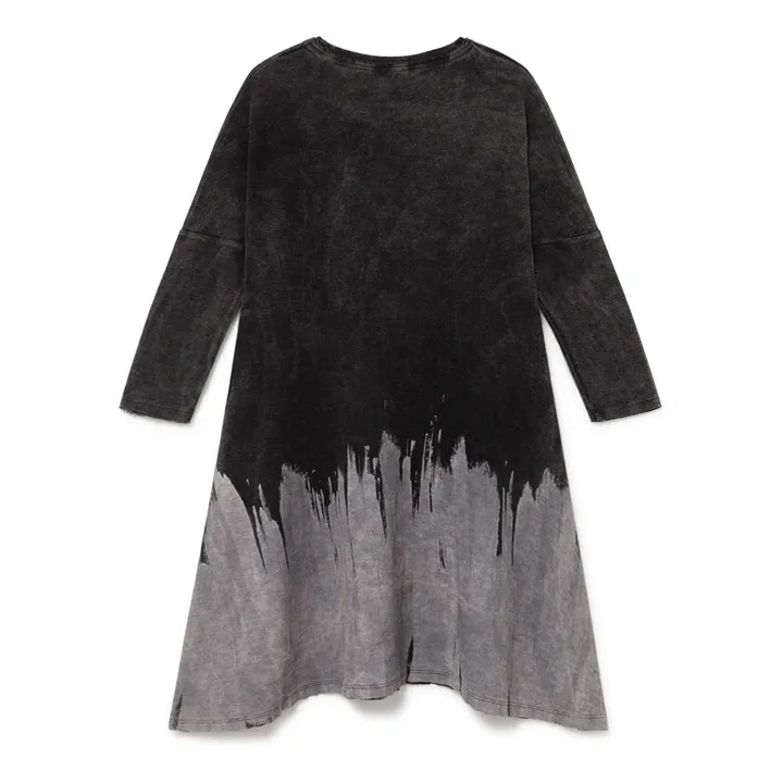 Vestido bicolor de muletón y algodón orgánico | Gris Oscuro- Imagen del producto n°2