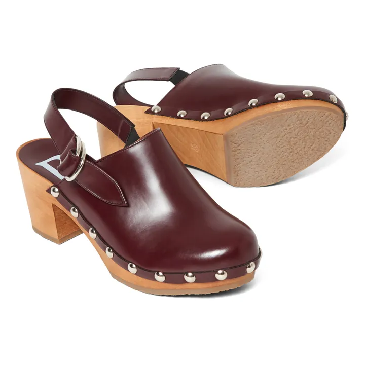 Claude Leather Clogs | Burgundy- Product image n°2