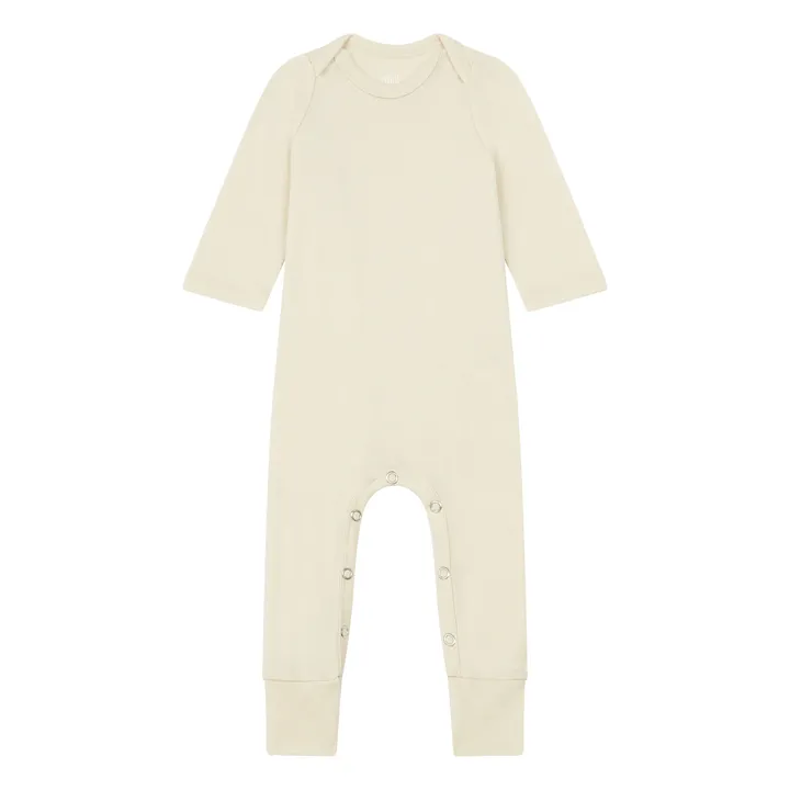 Pyjama Overall Troytt Bio-Wolle und Seide | Beige- Produktbild Nr. 0