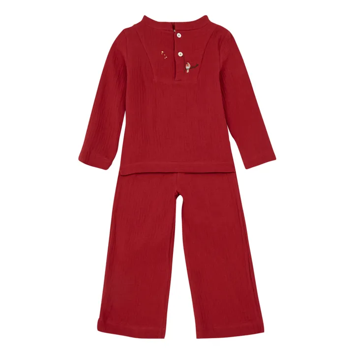 Pijama Deli de doble gasa de algodón orgánico | Rojo- Imagen del producto n°0