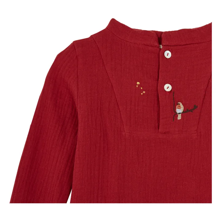 Pijama Deli de doble gasa de algodón orgánico | Rojo- Imagen del producto n°2