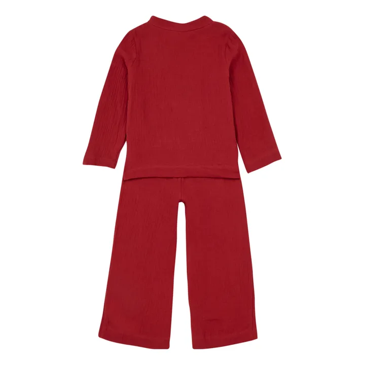 Pijama Deli de doble gasa de algodón orgánico | Rojo- Imagen del producto n°3