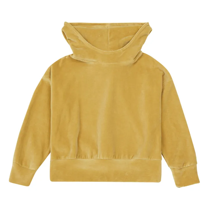 Sweatshirt mit Kapuze Sacha aus Bio-Baumwollvelours | Gelb- Produktbild Nr. 0