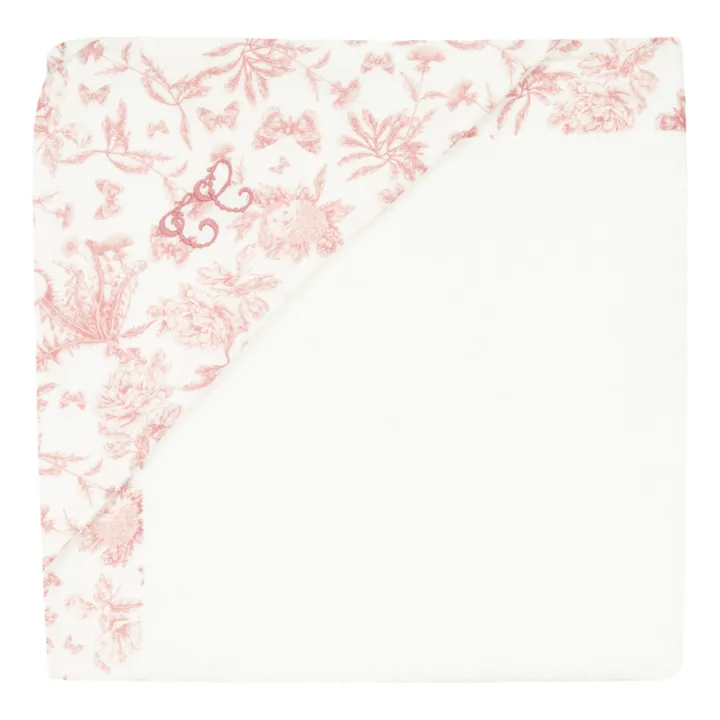 Capa de baño de tela toalla Toile de Jouy | Rosa Melocotón- Imagen del producto n°0