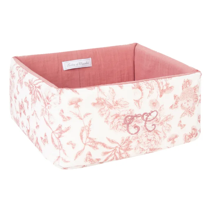 Panière Toile de Jouy | Rose pêche- Image produit n°0