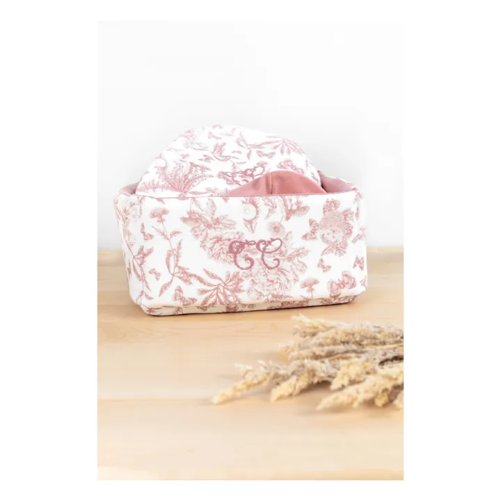 Panière Toile de Jouy | Rose pêche- Image produit n°1