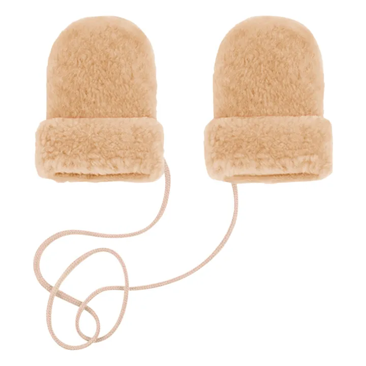 Mono-Colour Merino Sheepskin Mittens | Beige- Product image n°0