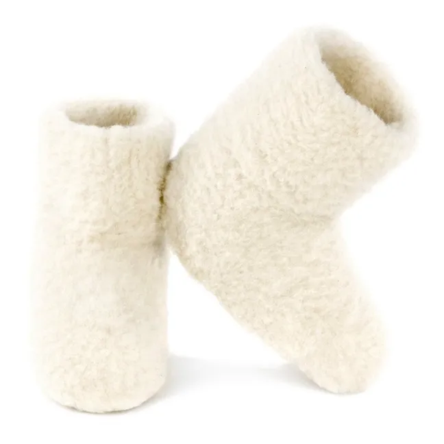 Pantuflas altas de lana - Colección Adulto | Crema
