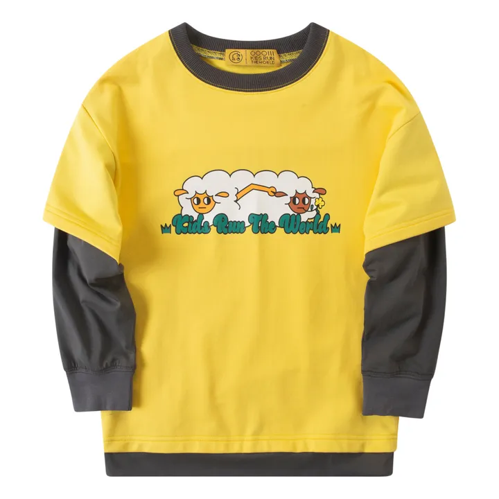 Oversize Layered T-shirt Sweatshirt | Yellow- Product image n°0