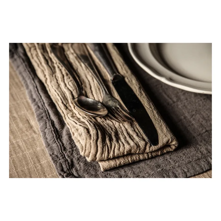 Serviette Punto aus Bio-Baumwolljacquard | Khaki- Produktbild Nr. 1