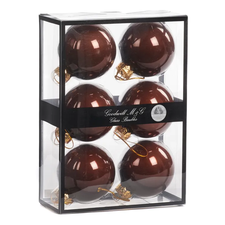 Christmas Baubles - Set of 6 | Brown- Product image n°0