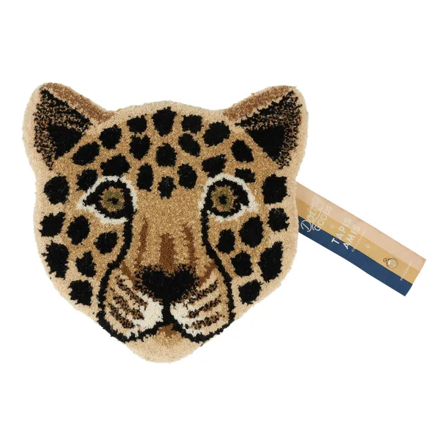 Tapis tête de léopard en laine Loony  | Marron